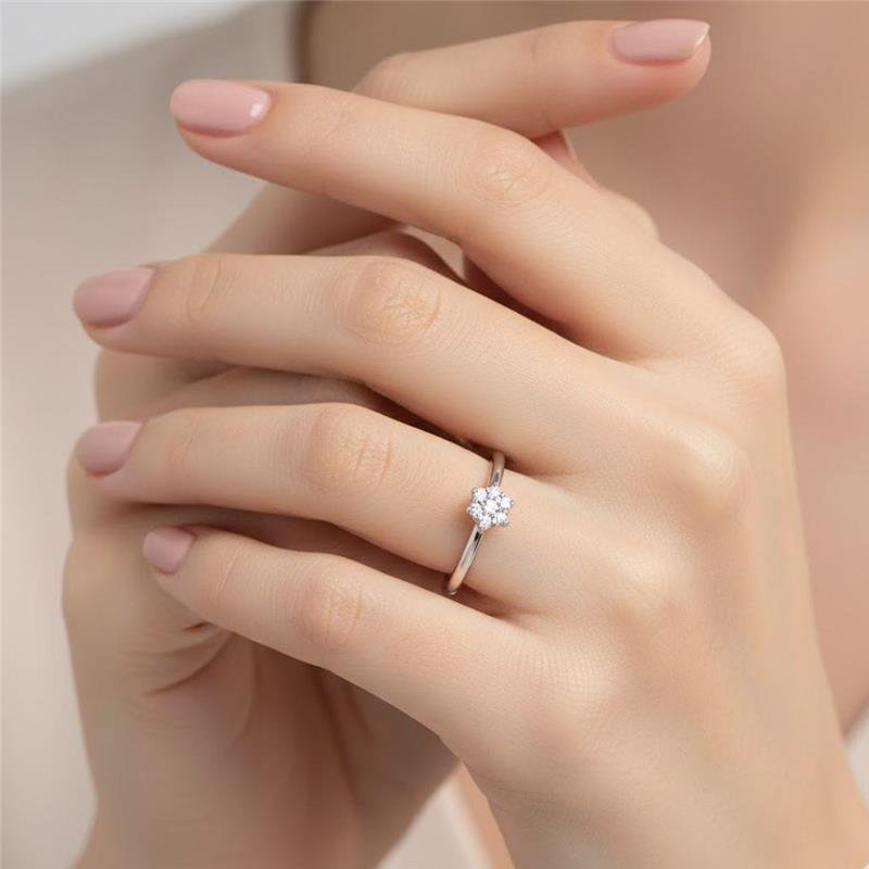 ANEL SOLITÁRIO FLOR DE PRATA 925