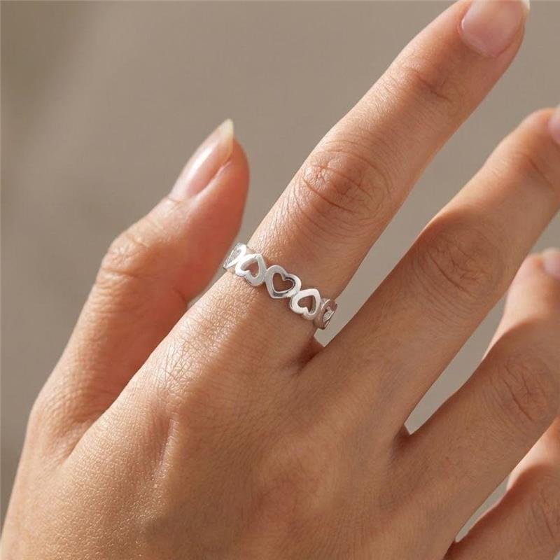 ANEL DE FALANGE CORAÇÃO REGULÁVEL DE PRATA 925