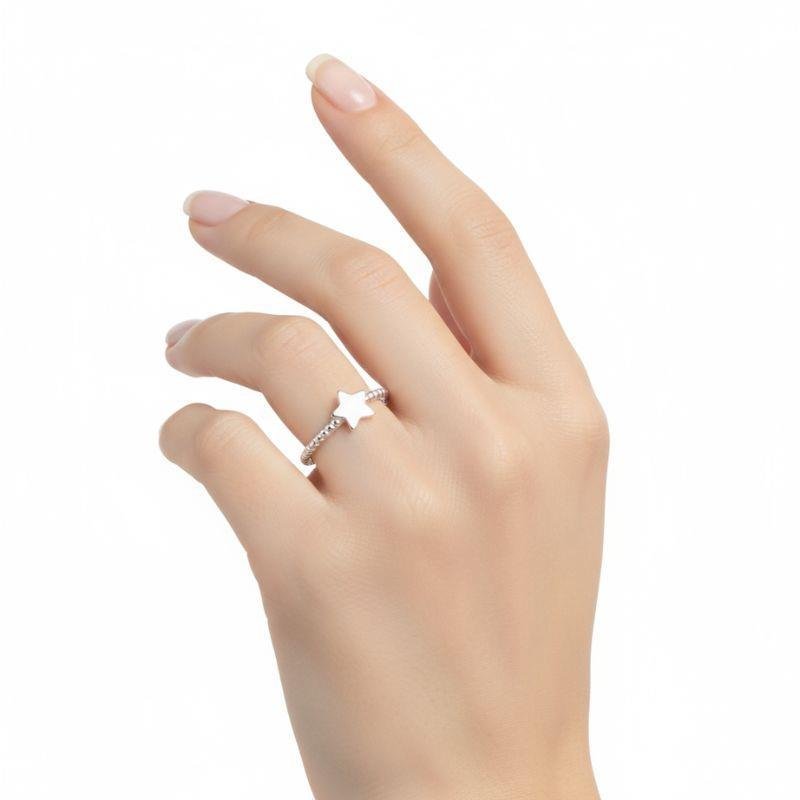 ANEL ESTRELA TRABALHADO PRATA 