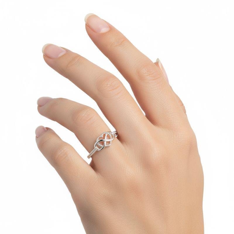 ANEL CORAÇÃO COM INFINITO DE PRATA