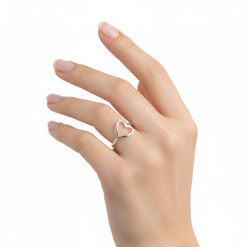 ANEL CORAÇÃO DEITADO PRATA