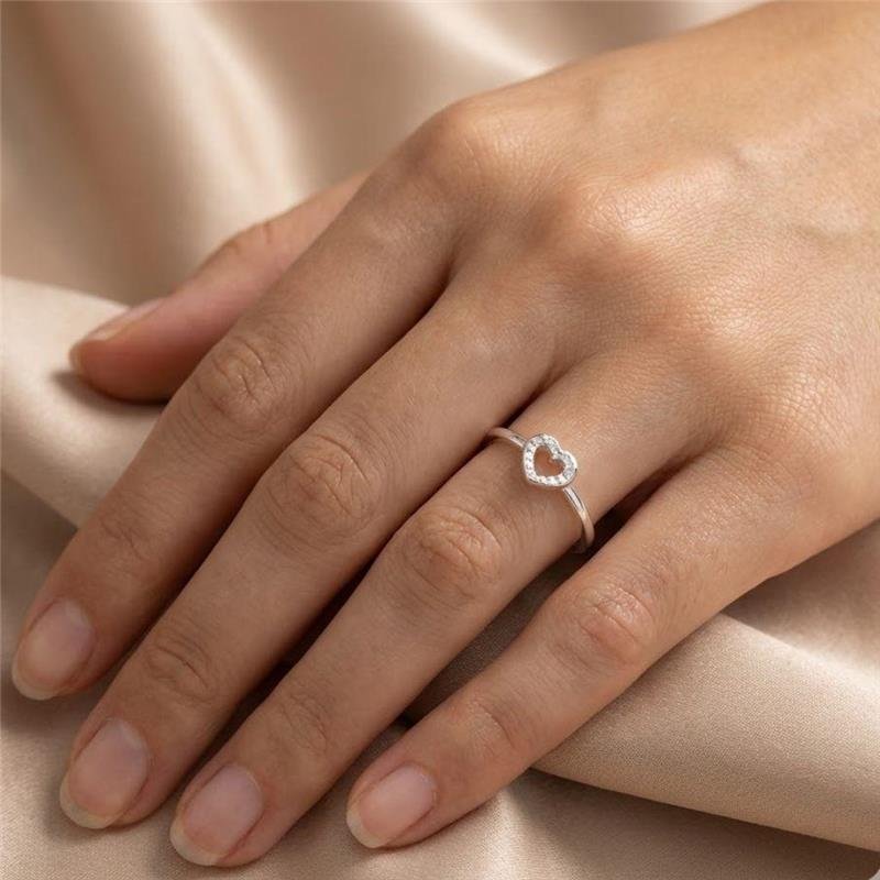 ANEL CORAÇÃO TRABALHADO DE PRATA 925