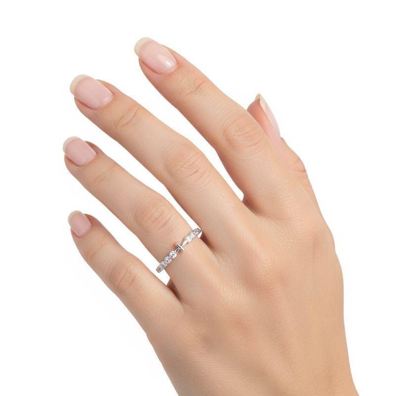 ANEL CRUZ COM ARO CRAVEJADO PRATA 