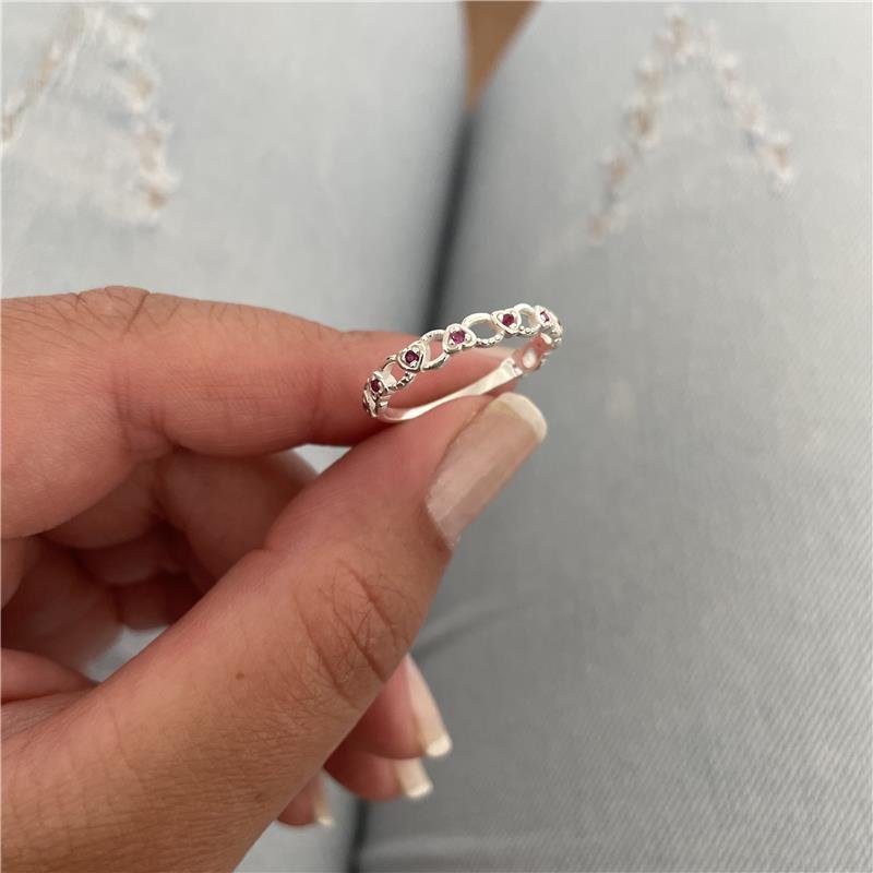 ANEL CORAÇÕES ZIRCONIA PRATA