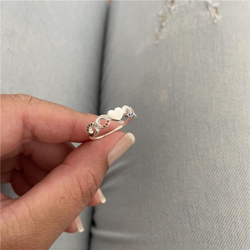 ANEL CORAÇÃO E INFINITO PRATA