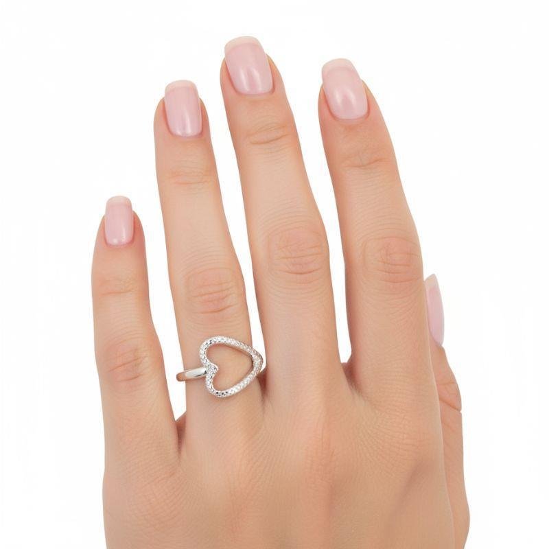 ANEL CORAÇÃO TRABALHADO DE PRATA