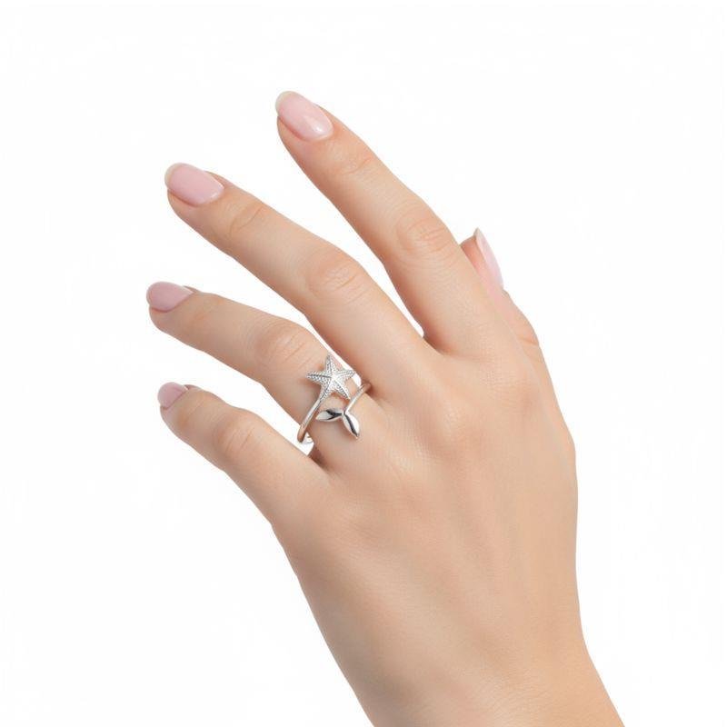 ANEL ESTRELA COM SEREIA DE PRATA