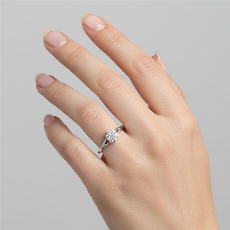 ANEL FLOR DE PRATA 925 COM ZIRCÔNIAS