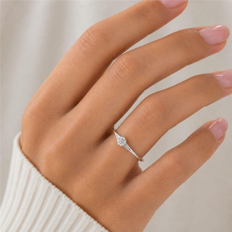 ANEL FLOR DE PRATA 925 COM ZIRCÔNIAS
