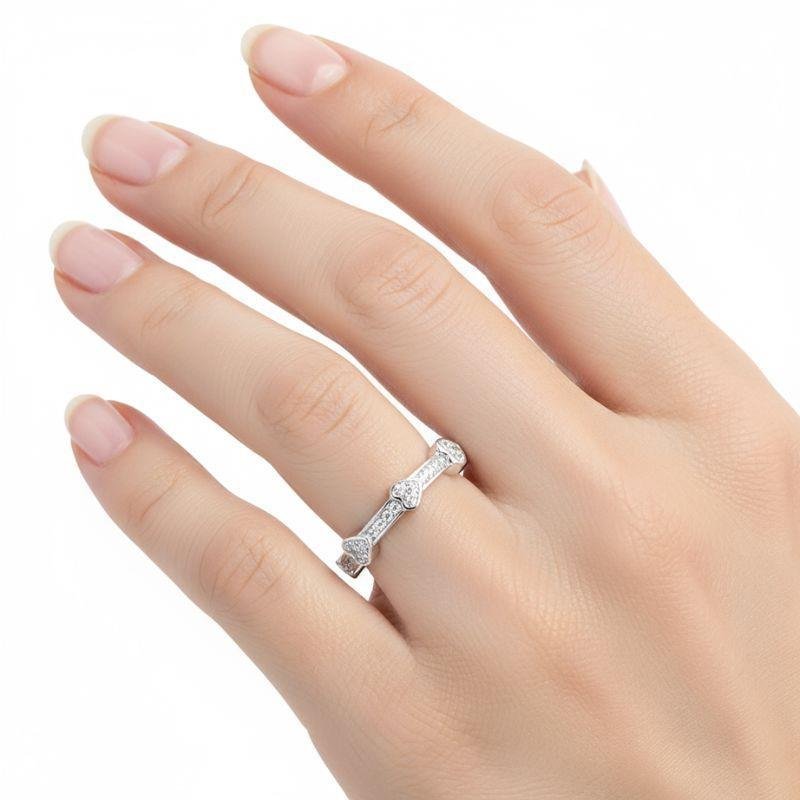 ANEL CORAÇÕES CRAVEJADO PRATA