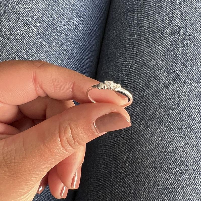 ANEL CORAÇÃO COM SOLITÁRIO PRATA