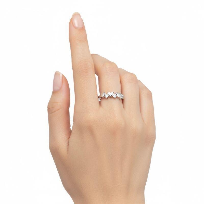 ANEL DE CORAÇÕES PRATA