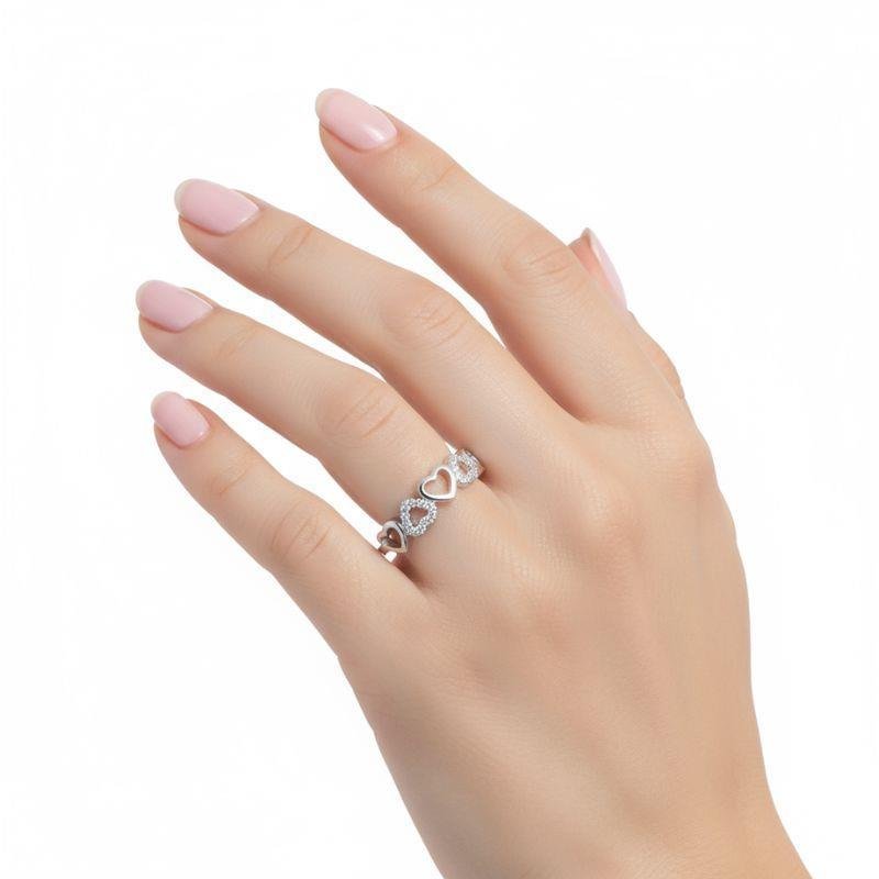 ANEL CORAÇÕES PRATA