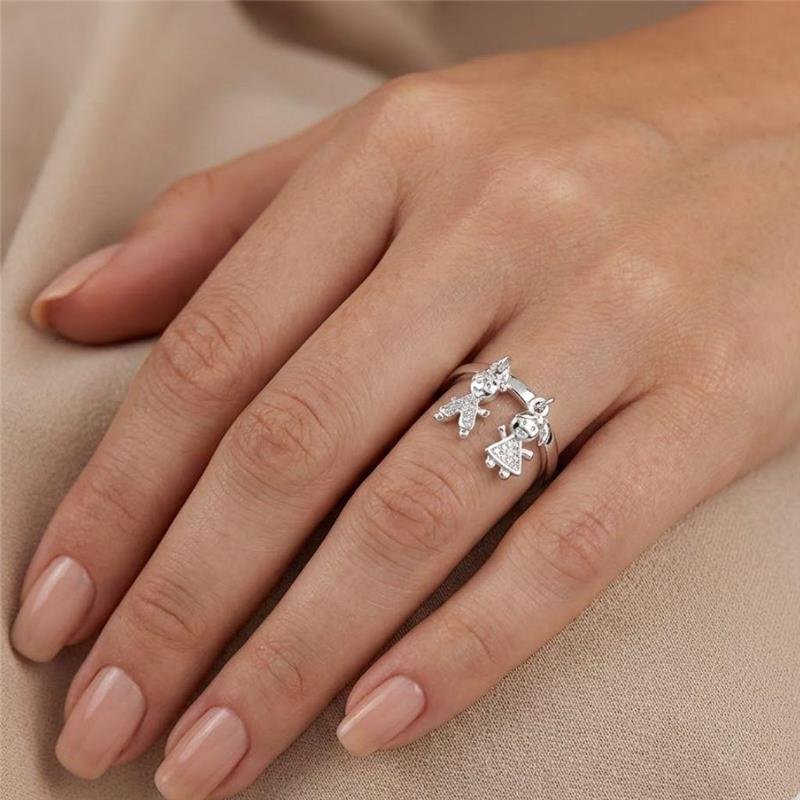 ANEL MENININHO E MENININHA DE PRATA 925