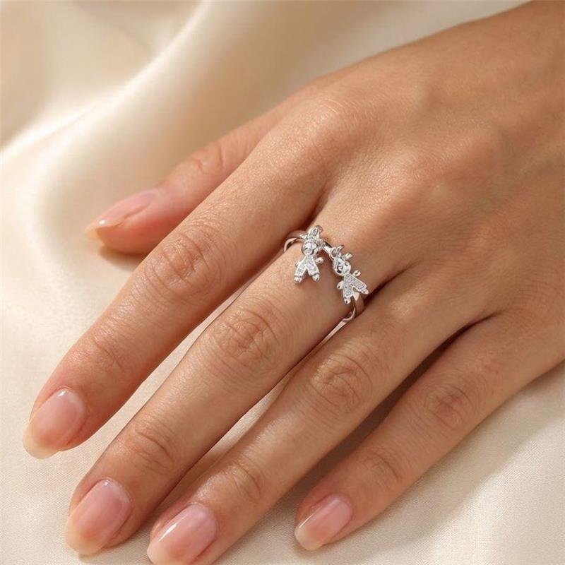 ANEL MENININHOS COM CRISTAIS DE PRATA 925