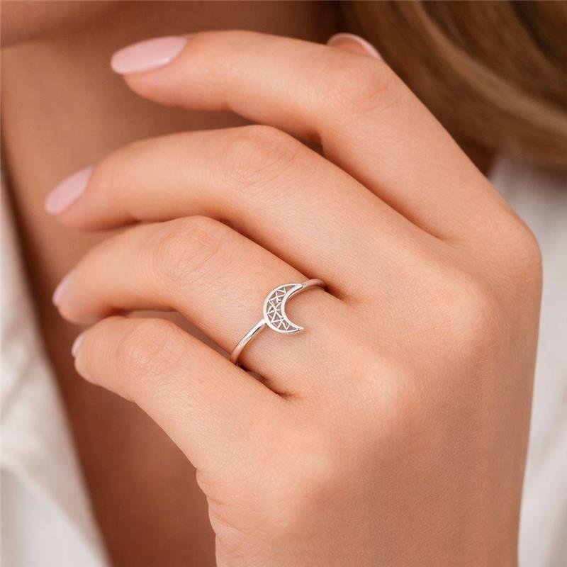 ANEL LUA VAZADO EM PRATA 925