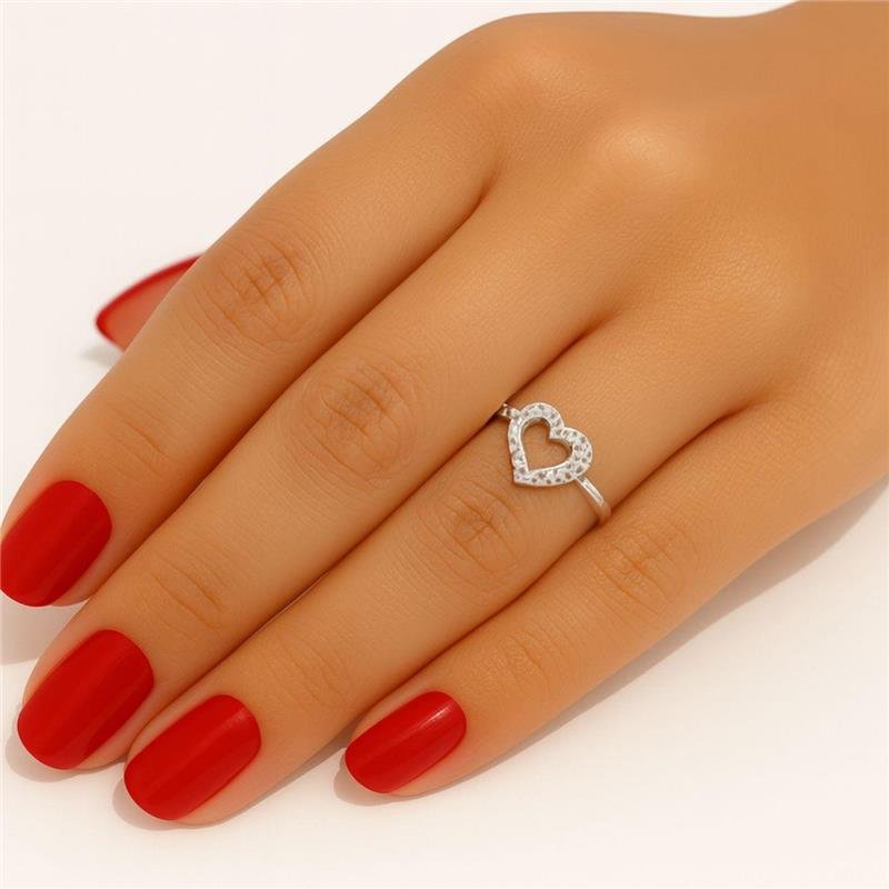 ANEL CORAÇÃO DE PRATA