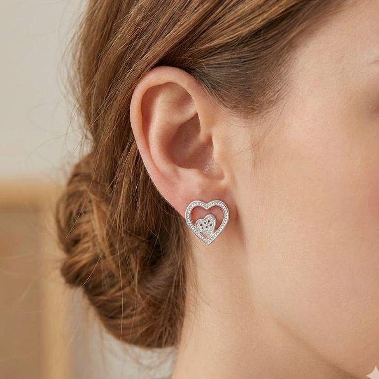 BRINCO CORAÇÃO DUPLO EM PRATA 925