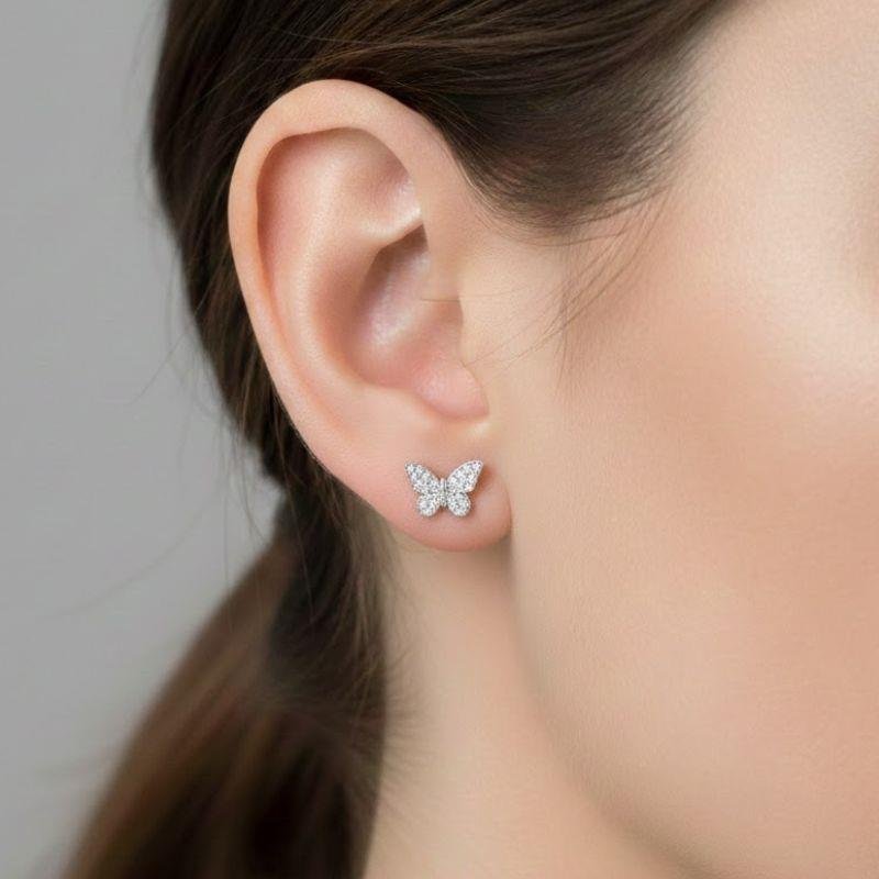 BRINCO BORBOLETA TEXTURIZADA EM PRATA 925