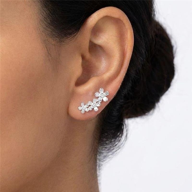 BRINCO TRIO DE FLORES COM ZIRCÔNIAS EM PRATA 925