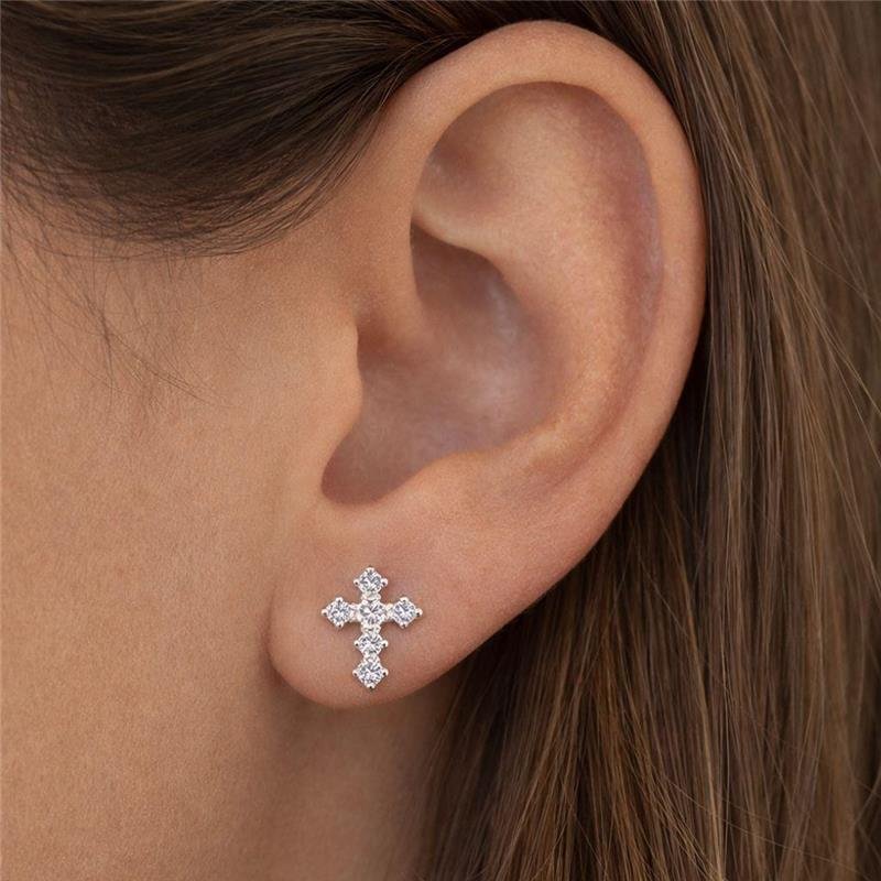 BRINCO CRUZ COM ZIRCÔNIAS EM PRATA 