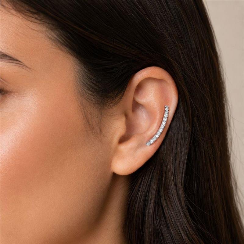 BRINCO EAR CUFF CRAVEJADO DE PRATA