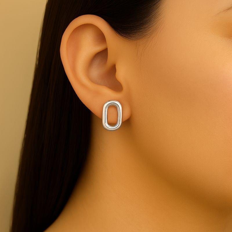 BRINCO OVAL DESIGN CONTEMPORÂNEO EM PRATA 925