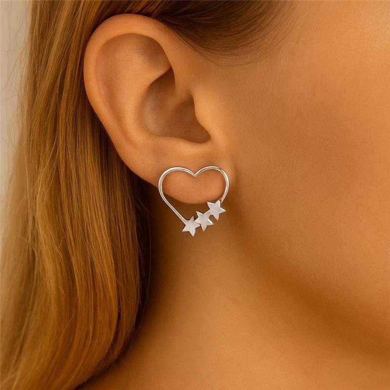 BRINCO CORAÇÃO COM ESTRELAS EM PRATA 925 