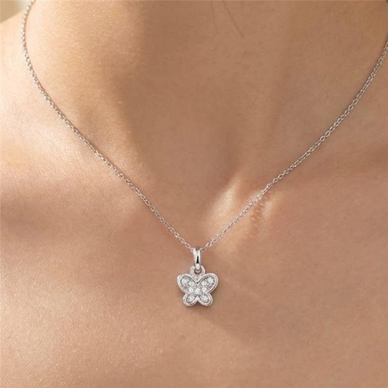 PINGENTE BORBOLETA CRAVEJADA DE PRATA 925