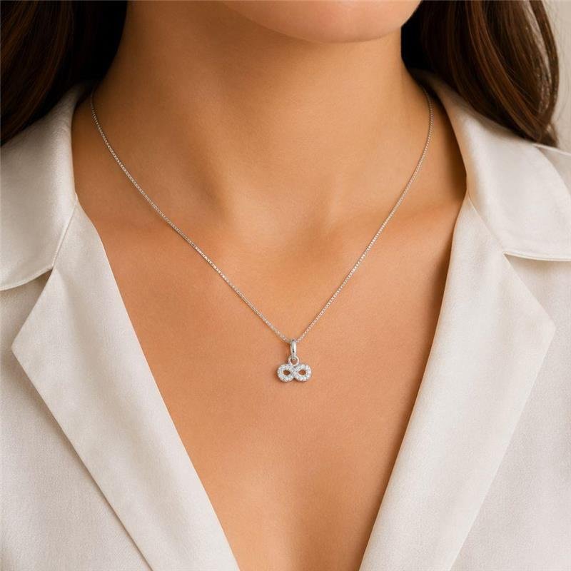 BERLOQUE SÍMBOLO DO INFINITO COM ZIRCÔNIAS DE PRATA