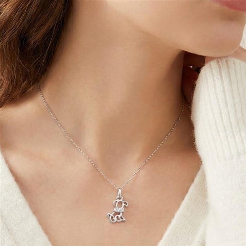 PINGENTE CACHORRINHO COM ZIRCÔNIAS EM PRATA 925