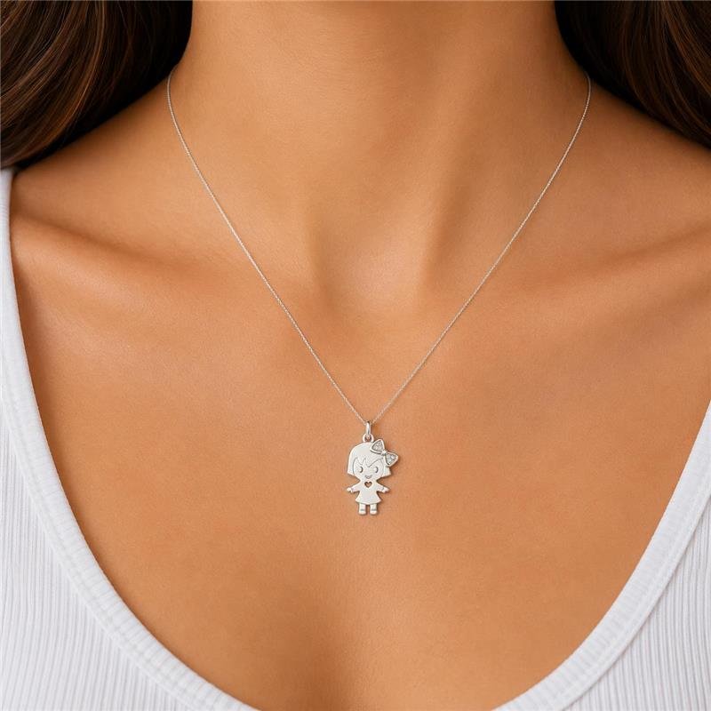 PINGENTE DE MENINA PRATA 