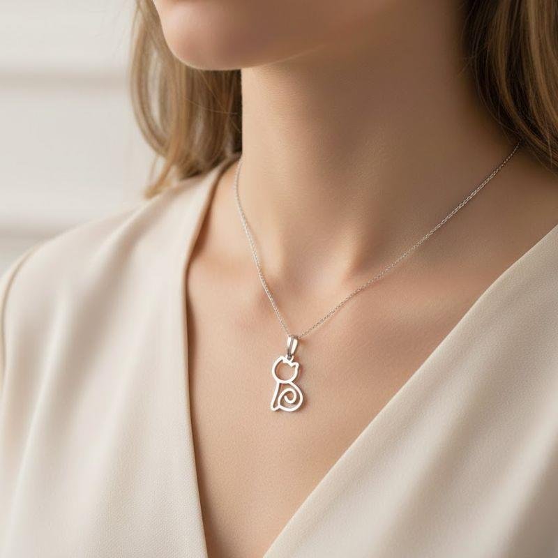 PINGENTE GATO VAZADO EM PRATA 925