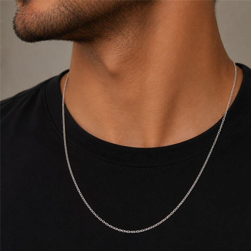 CORRENTE DE PRATA MASCULINA ELO 1X1 2,3 MM FIO 0.60