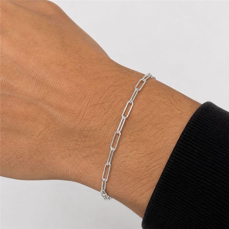 CORRENTE DE PRATA MASCULINA ELO CADEADO 1.0 MM