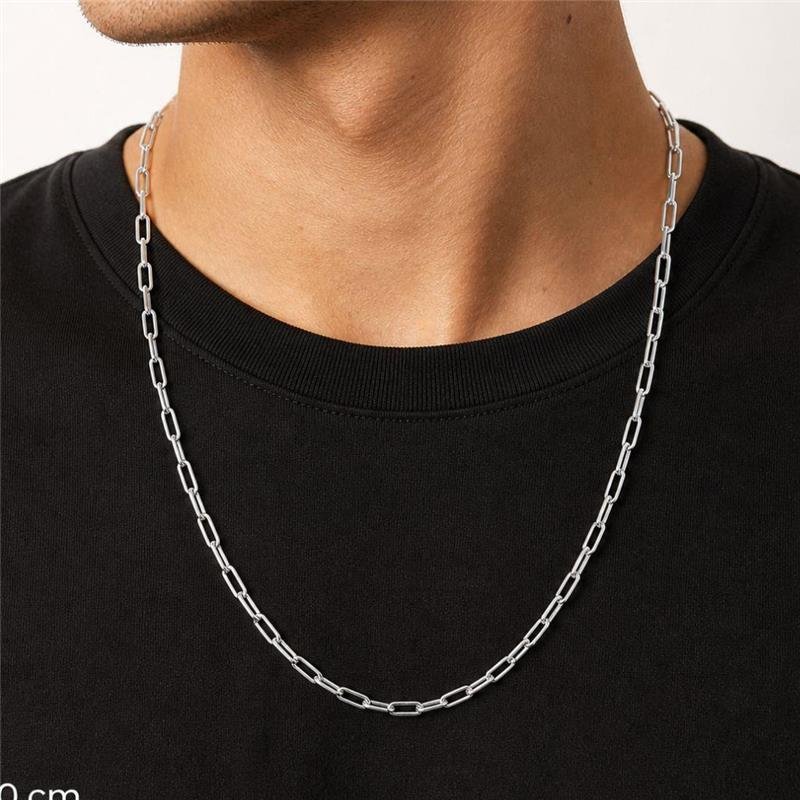 CORRENTE DE PRATA MASCULINA ELO CADEADO 1.0 MM