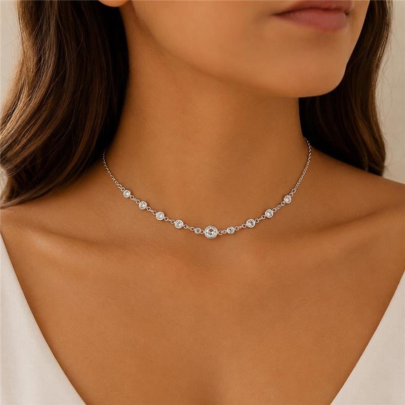 CHOKER COM PONTOS DE LUZ DE PRATA