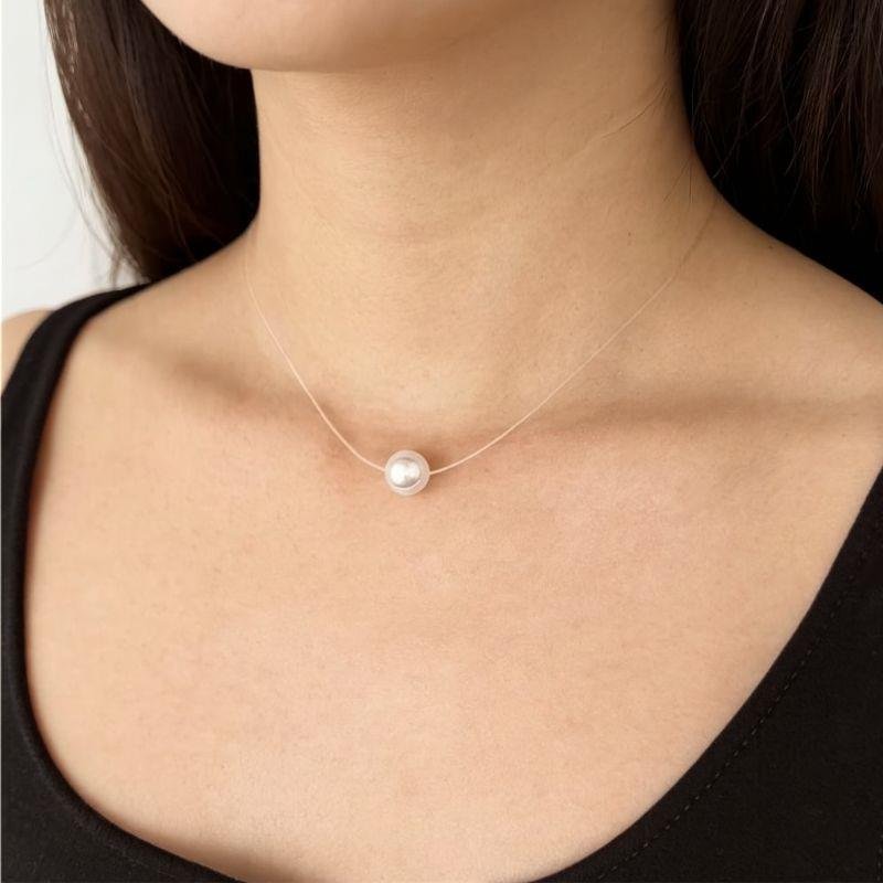 COLAR NYLON DE PÉROLA DE PRATA