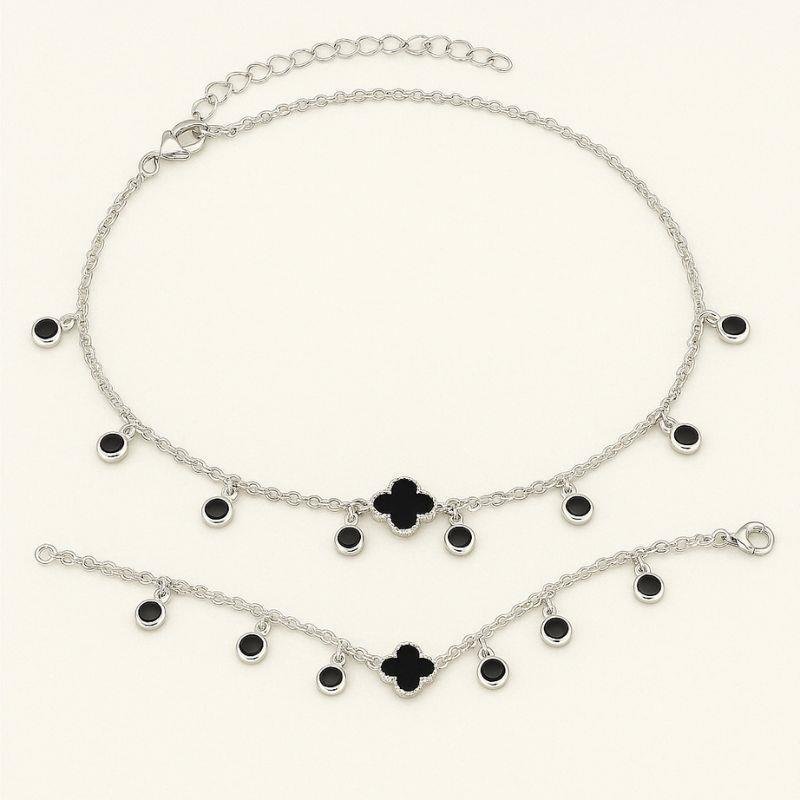 CHOKER TREVO COM PEDRINHAS DE PRATA