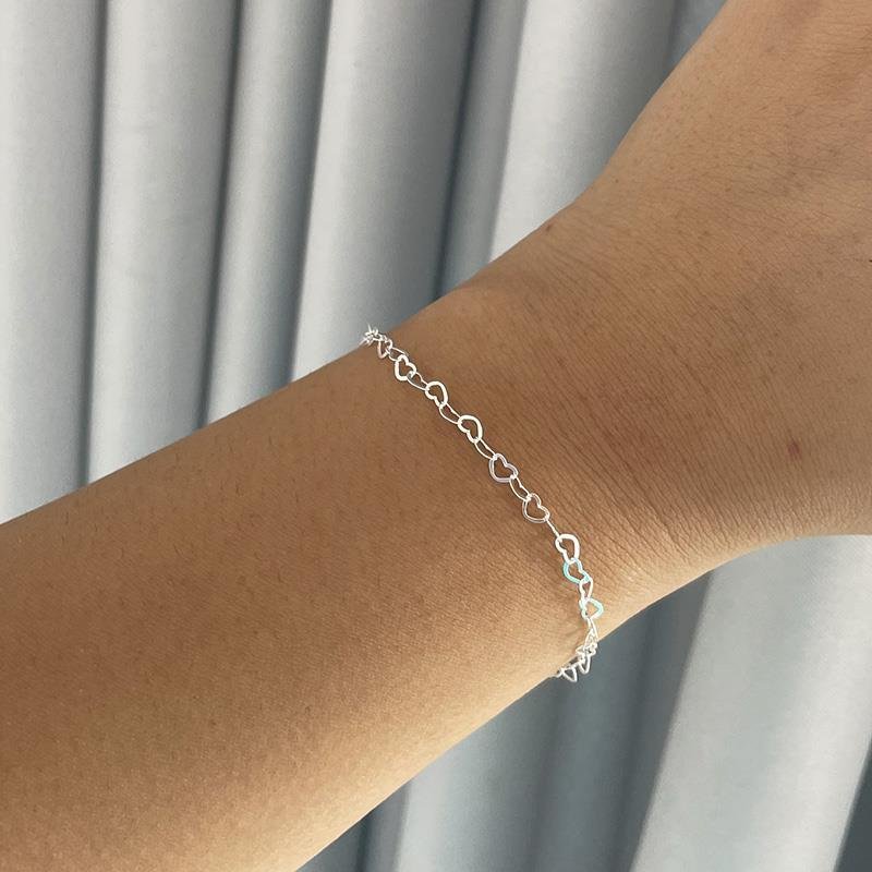 PULSEIRA CORAÇÃO DE PRATA