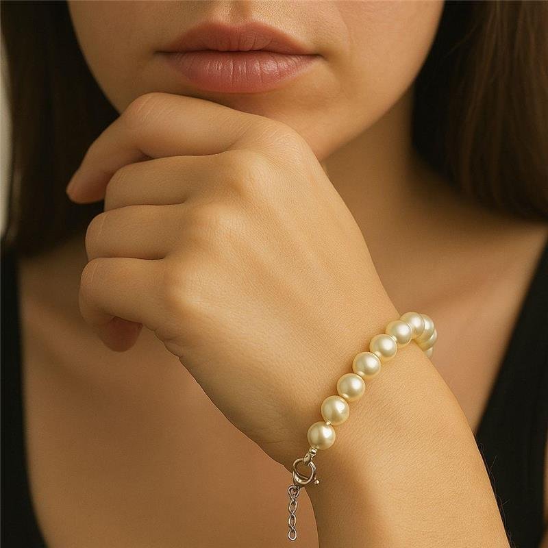 PULSEIRA DE PÉROLAS DE PRATA
