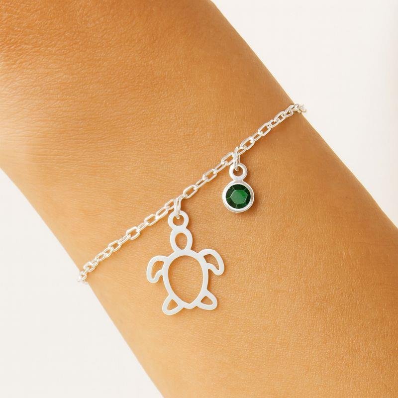 PULSEIRA TARTARUGA COM ZIRCÔNIA VERDE