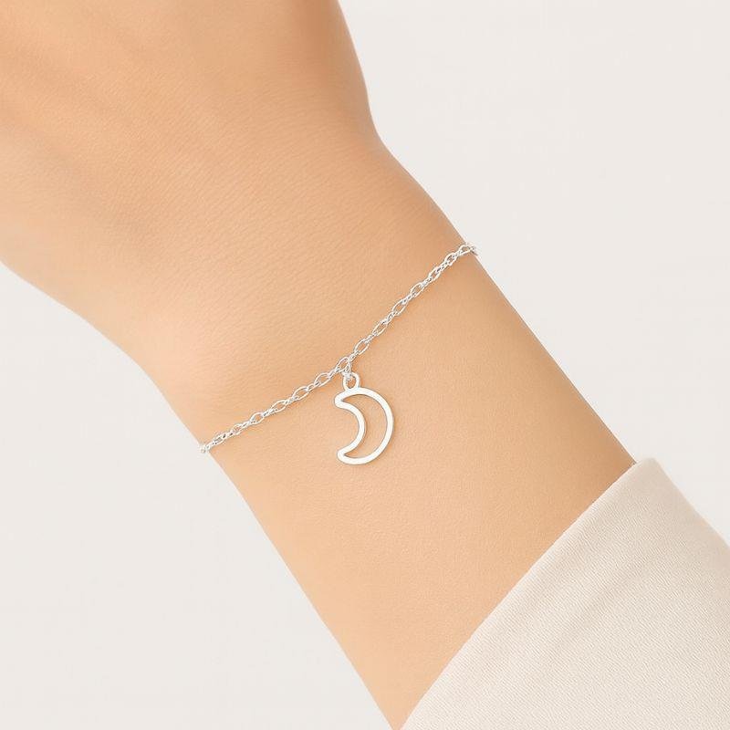 PULSEIRA COM PINGENTE DE LUA EM PRATA 