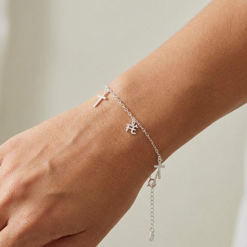 PULSEIRA CRUZ COM PINGENTE DE FÉ 