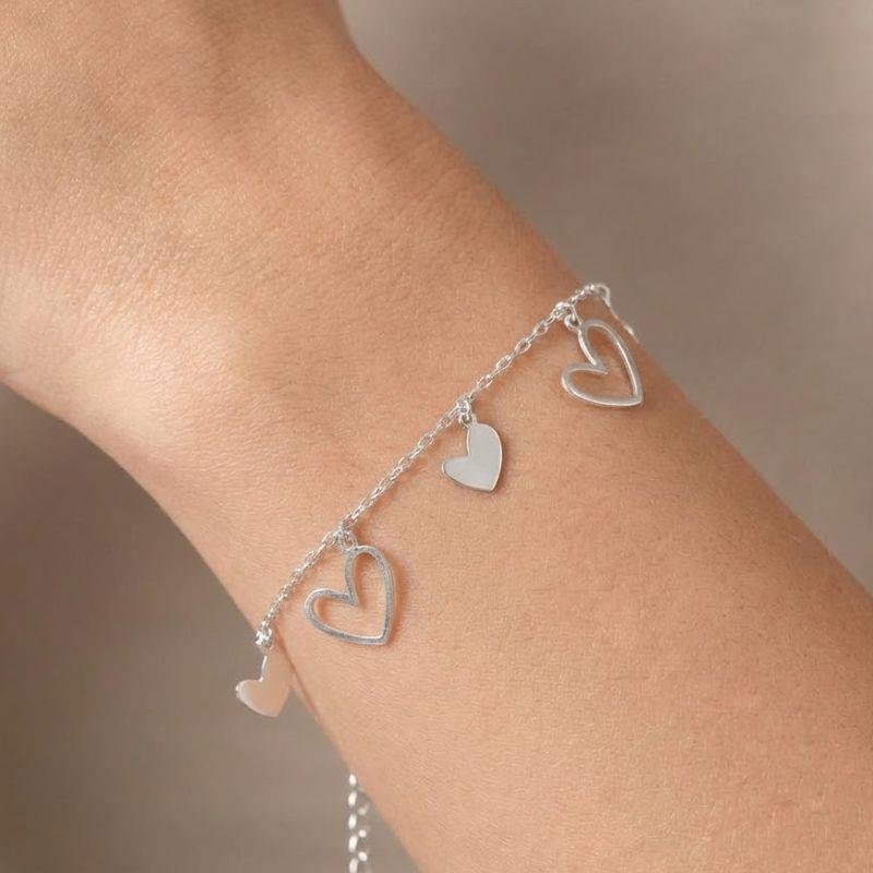 PULSEIRA DE CORAÇÃO DE PRATA 925