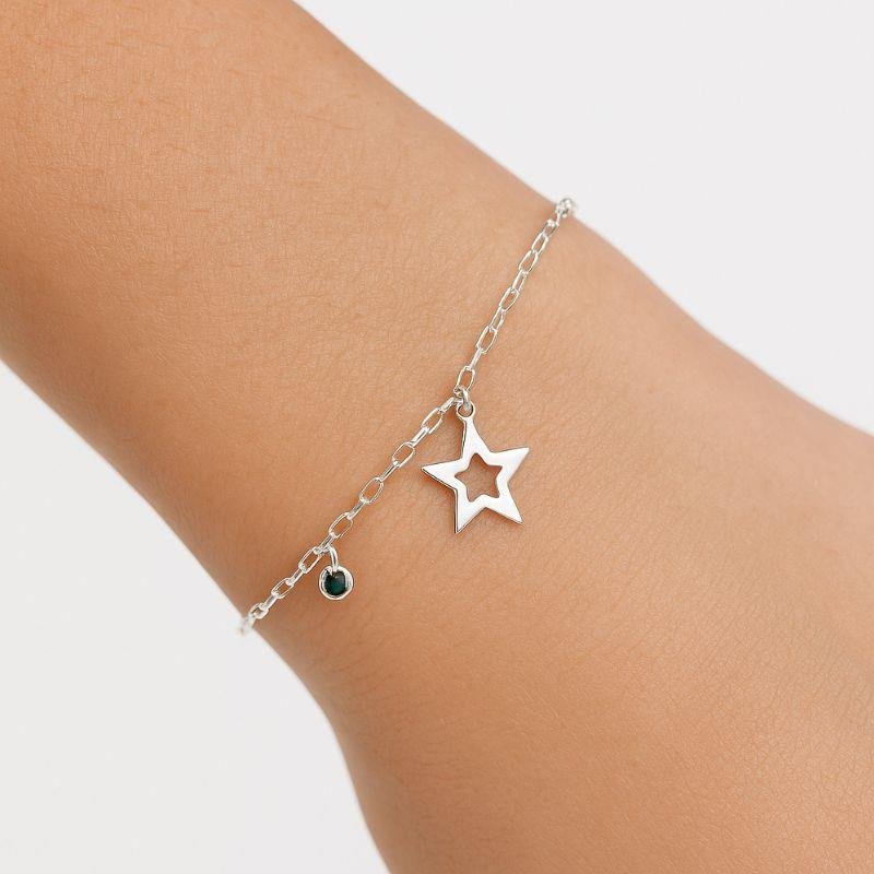 PULSEIRA ESTRELA COM ZIRCÔNIA VERDE
