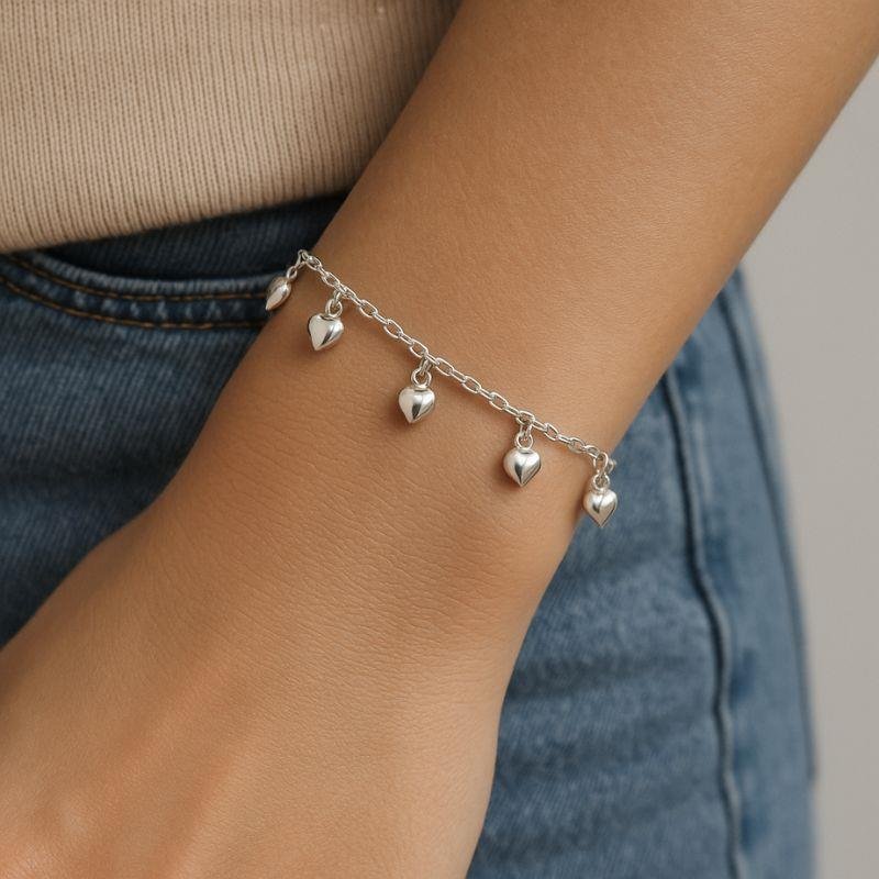 PULSEIRA CORAÇÕES DE PRATA