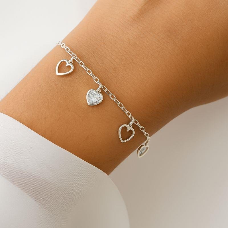 PULSEIRA CORAÇÃO VAZADO E COM PONTO DE LUZ