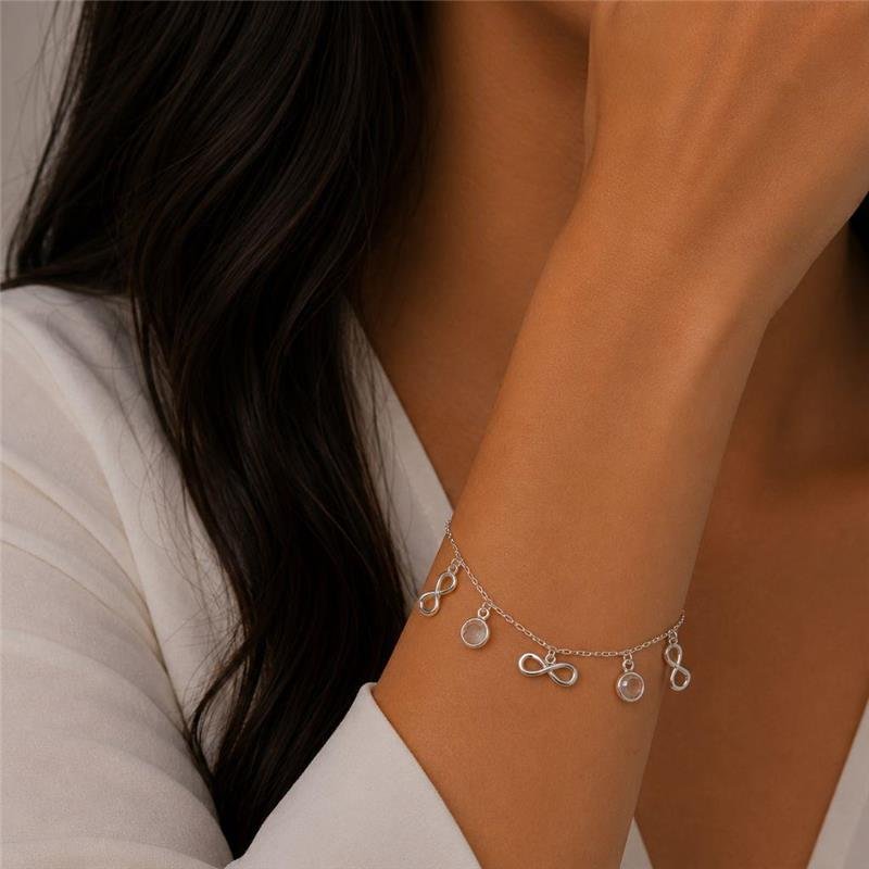 PULSEIRA INFINITO COM PONTOS DE LUZ DE PRATA