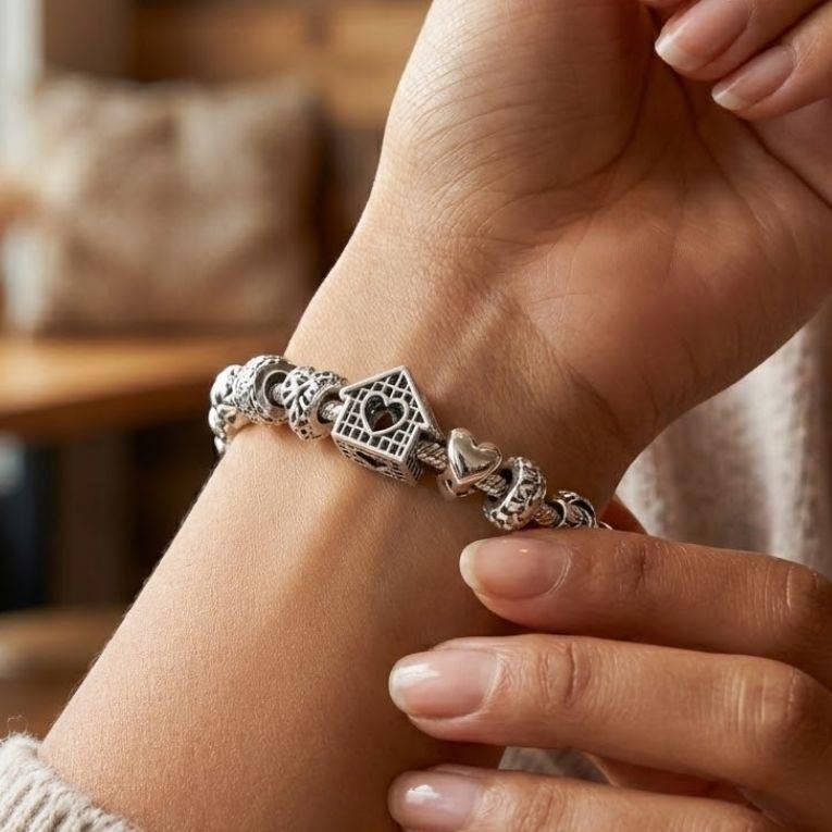 BERLOQUE CASA COM CORAÇÕES DE PRATA 925